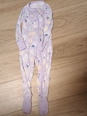 Little Sleepies Lavender Shell-Print Footed One-Piece